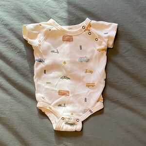 Cute Pehr Baby Onesie with Car Print